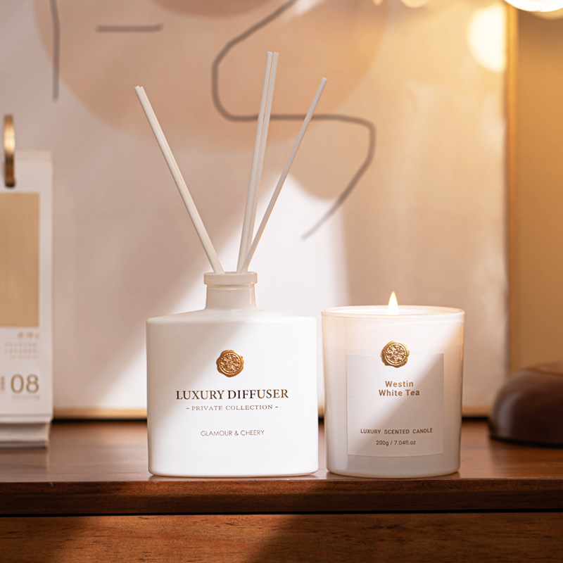 Home Fragrance Set Gift - 리드 디퓨저 & 향초 선물 세트,